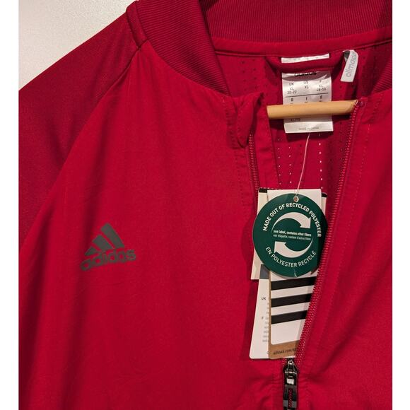 Adidas Women's Condivo 16 Triangle Full Zip Track Jacket Red NEW - Picture 2 of 5